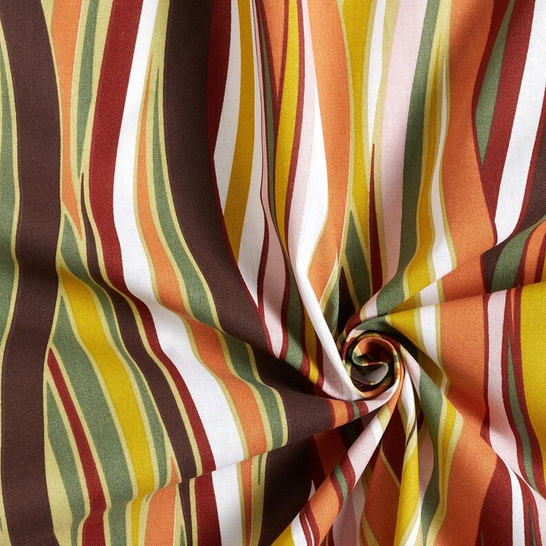 Tissu en coton Cretonne rayures ondul&eacute;es &ndash; blanc/orange clair,  image number 3