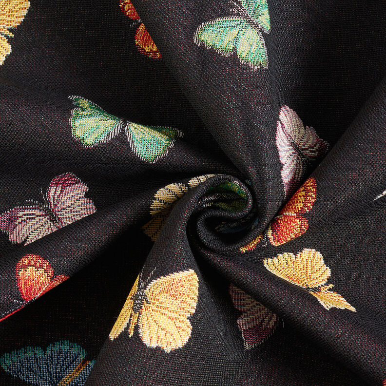 Tissu de décoration Gobelin Groupe de papillons – noir, image number 4