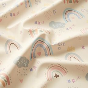 Tissu pour veste de pluie Arcs-en-ciel colorés Impression numérique – crème, 