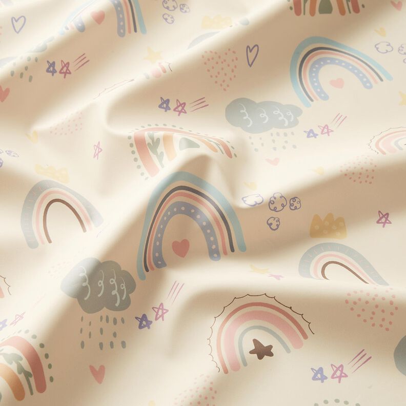 Tissu pour veste de pluie Arcs-en-ciel colorés Impression numérique – crème,  image number 3