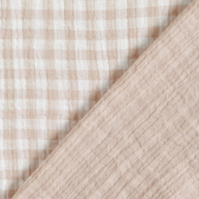 Tissu double gaze de coton Carreaux vichy à fil teinté – nature/blanc,  image number 1