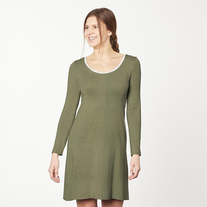 Jersey côtelé côtes 2-1-1-1 fines – kaki clair,  image number 7