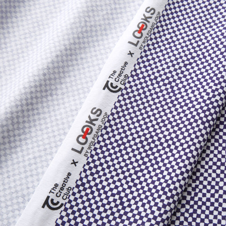 GOTS Jersey coton Mini-carreaux | TCC x LOOKS by Wolfgang Joop – lilas bleu/blanc,  image number 4