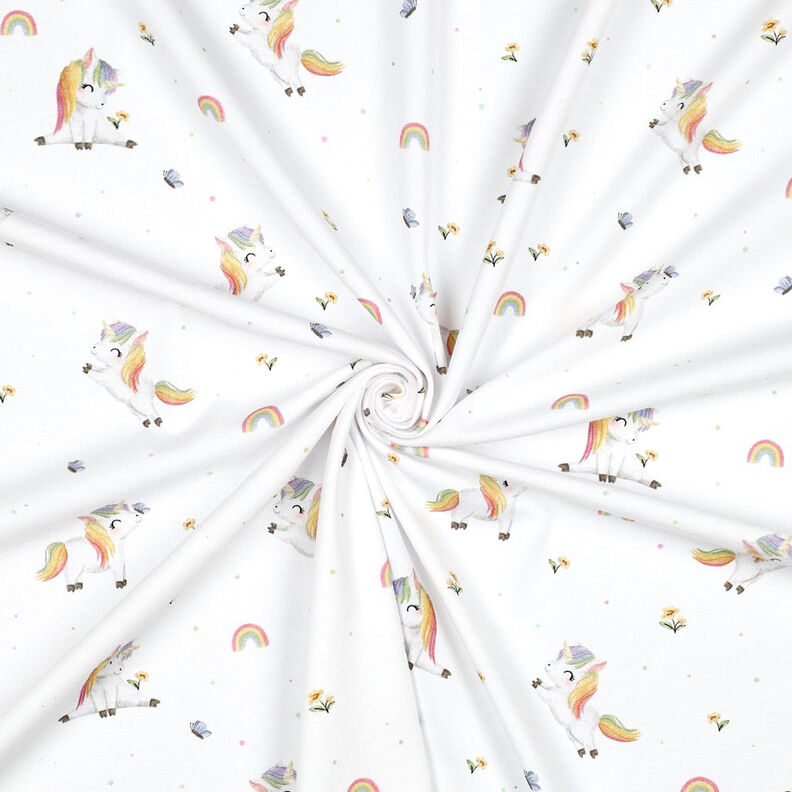 GOTS Jersey coton Licornes Impression numérique | by Poppy – blanc,  image number 3