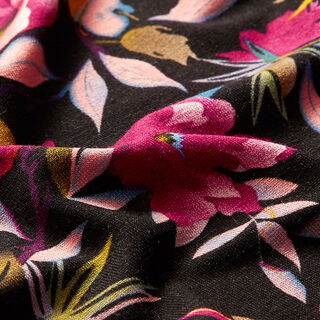 Jersey viscose superbes fleurs – noir/violet, 
