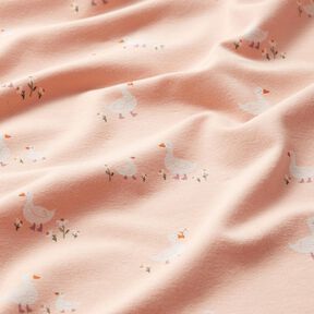 Jersey coton Oies et fleurs – rosé, 