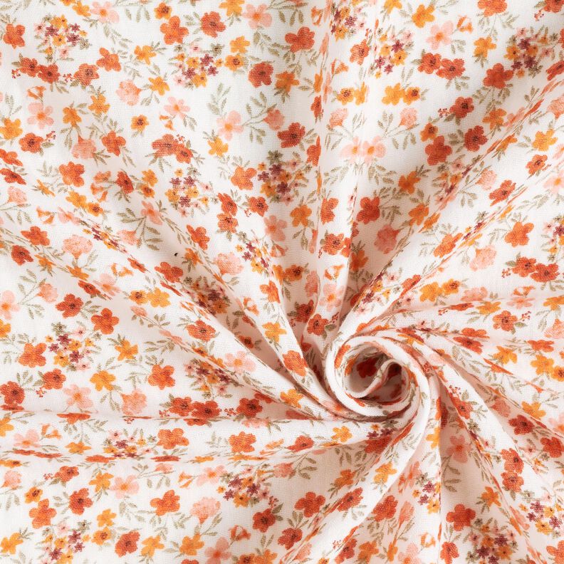 GOTS Tissu double gaze de coton Petites fleurs Impression numérique – écru,  image number 3
