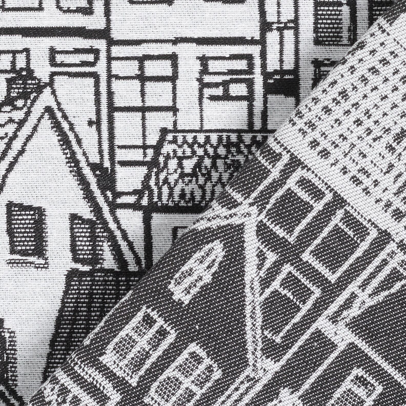 Tissu de décoration Jacquard Village au trait – noir/blanc, image number 4