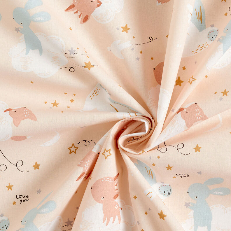 Popeline coton Animaux dans les nuages – beige clair, image number 4