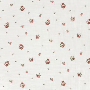 Tissu double gaze de coton Fleurs – blanc, 