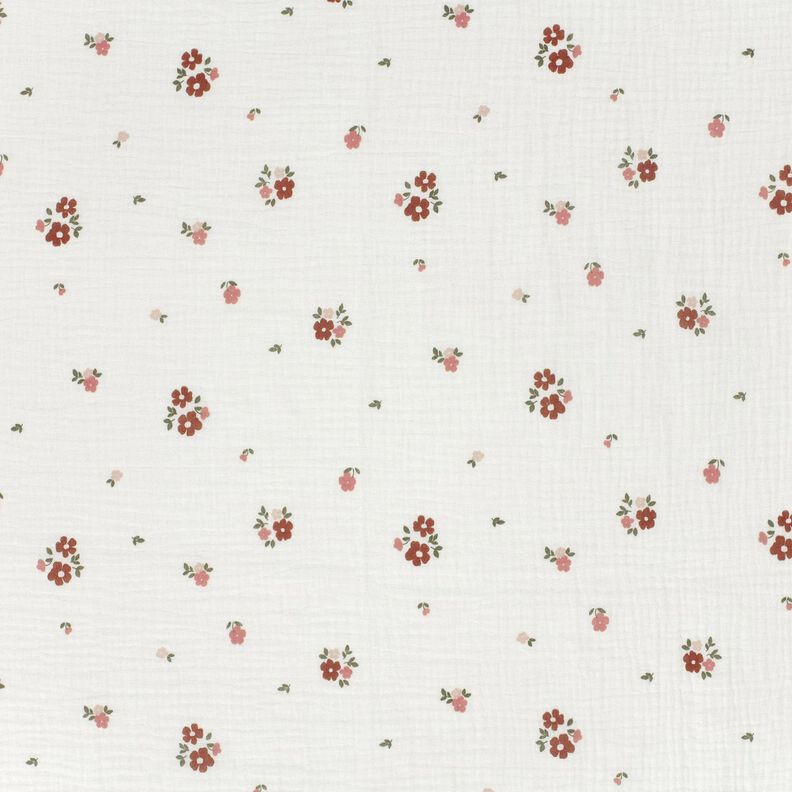 Tissu double gaze de coton Fleurs – blanc, image number 1