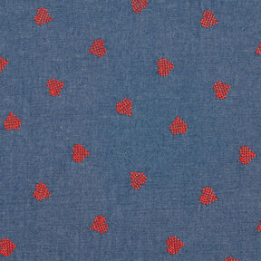 Chambray Cœurs au point de croix – bleu jean, 