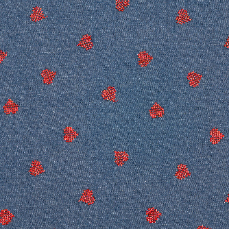 Chambray Cœurs au point de croix – bleu jean,  image number 1