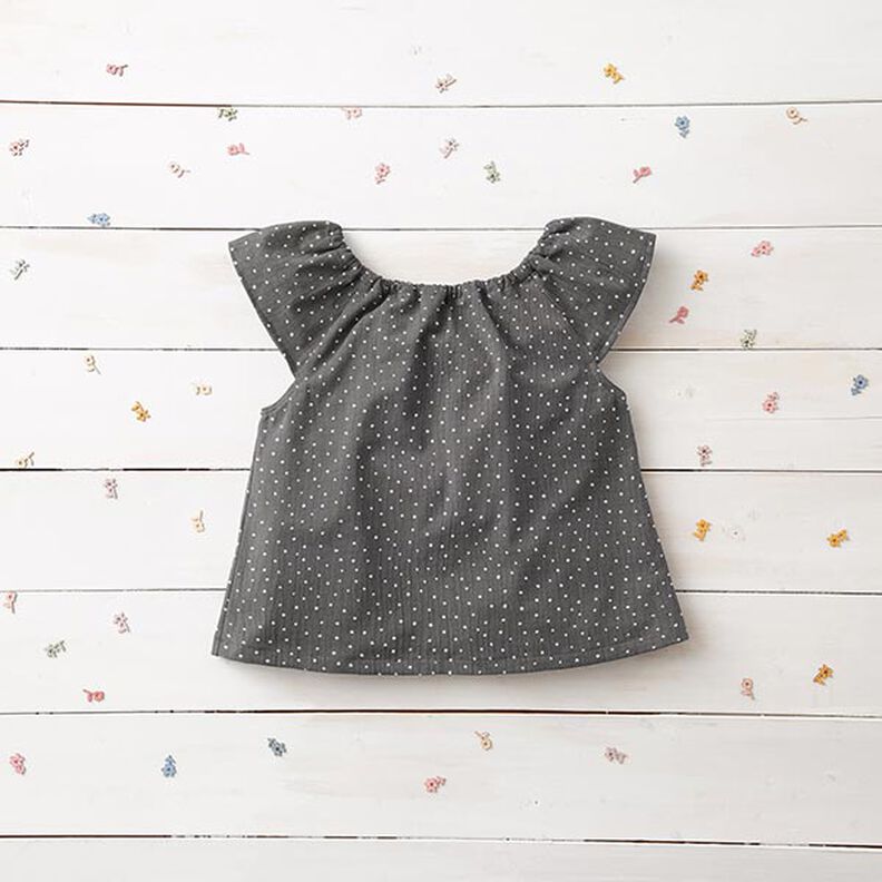 Tissu double gaze de coton Petits points – gris schiste/blanc,  image number 6