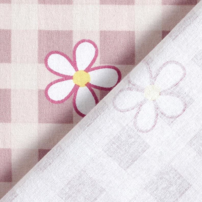 Jersey coton Carreaux et fleurs &ndash; blanc/rose,  image number 4