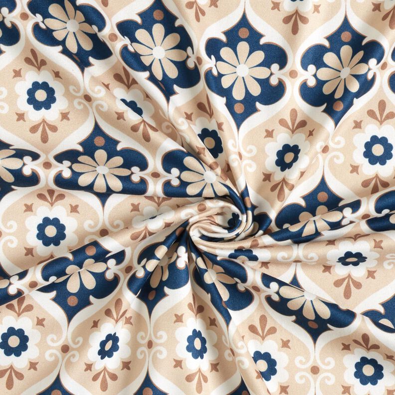 Jersey à ornements floraux – beige/bleu marine,  image number 4