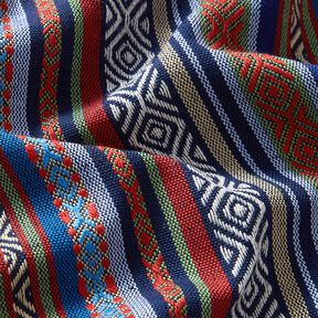 Tissu de décoration Jacquard rayures abstraites – bleu marine/carmin, 