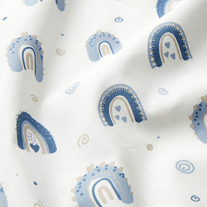Tissu en coton Popeline Arcs-en-ciel mignons – bleu/blanc,  image number 2