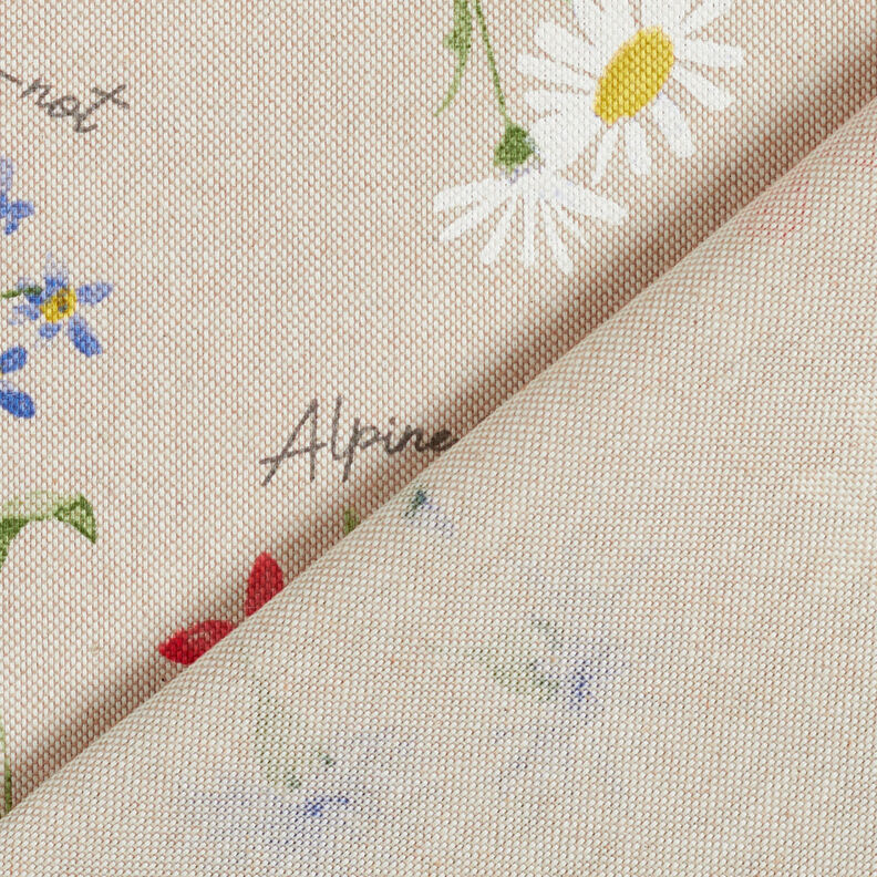 Tissu de décoration Semi-panama Fleurs alpines – nature/bleu, image number 4