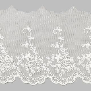 Dentelle de tulle Fleur (55 mm) – blanc, 