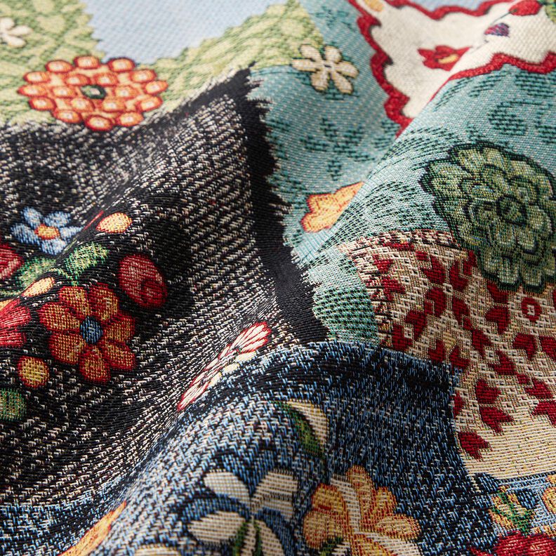 Tissu de décoration Gobelin Patchwork de jeans – beige clair/bleu jean,  image number 2