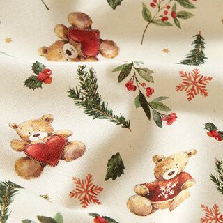Tissu en coton Cretonne Ours de Noël – beige clair, 