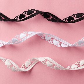 Dentelle dévorée Petits cœurs - blanc cassé, 