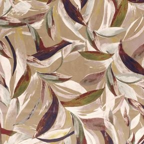 Velours extensible avec tissage de feuilles – mocca/rouge bordeaux, 