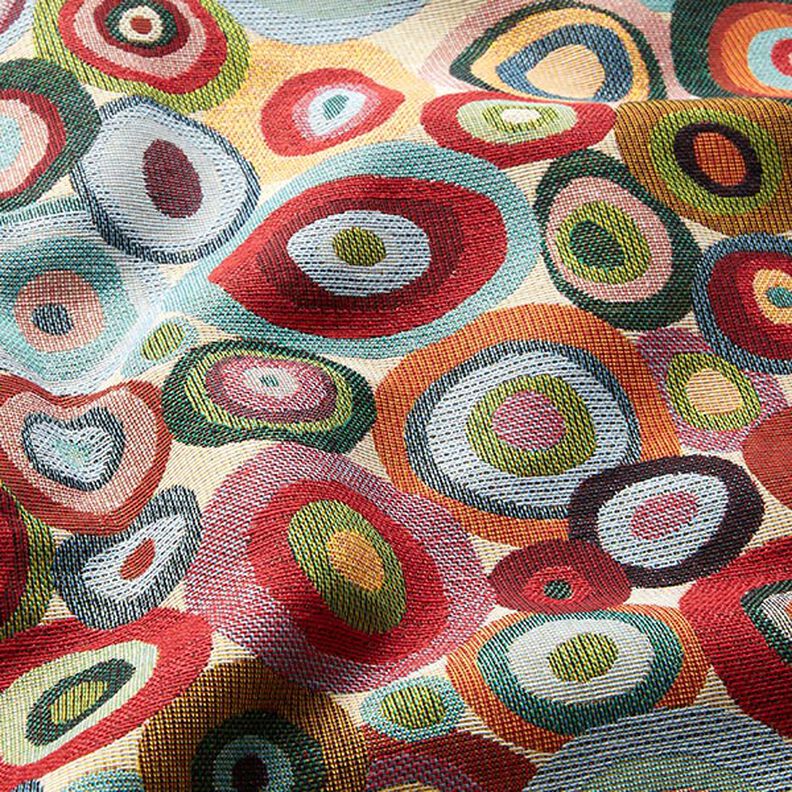 Tissu de décoration Gobelin Cercles colorés – beige clair/carmin,  image number 2