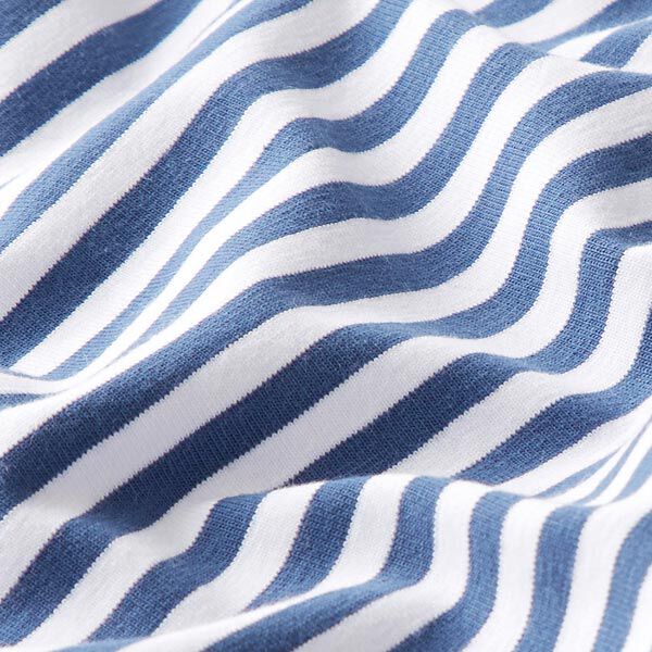 Jersey coton Rayures étroites – bleu jean/blanc,  image number 2