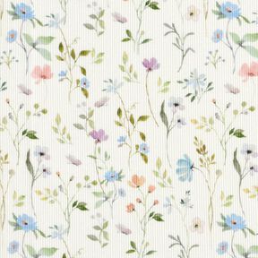 Jersey côtelé Prairie fleurie aquarelle – ivoire, 