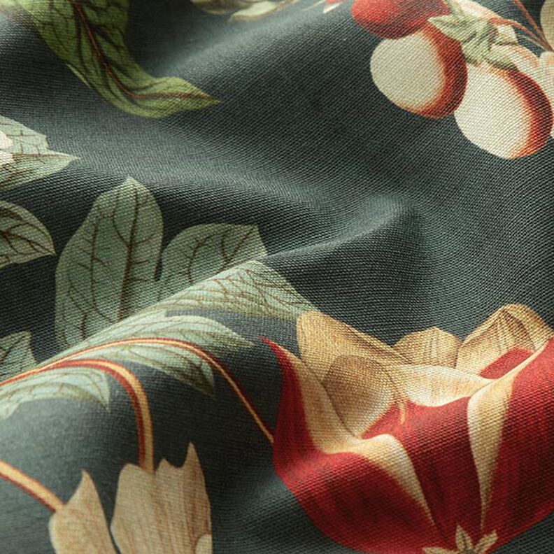 Tissu de décoration Toile Fleurs nostalgiques – vert foncé, image number 2