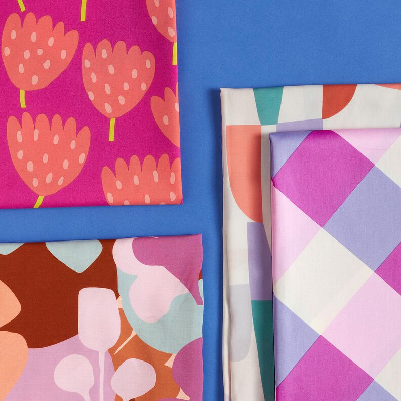 Satin de coton Large Gingham | Nerida Hansen – violet pastel/écru,  image number 5