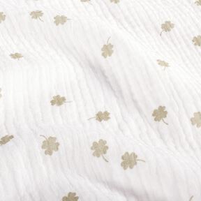 Tissu double gaze de coton Trèfle à 4 feuilles – écru/pistache, 