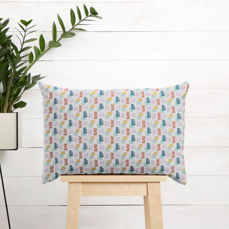 Tissu en coton Cretonne formes hachurées – argent/violet pastel,  image number 6