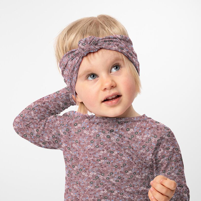 Jersey coton prairie fleurie au milieu de la forêt Impression numérique – vieux rose foncé,  image number 5