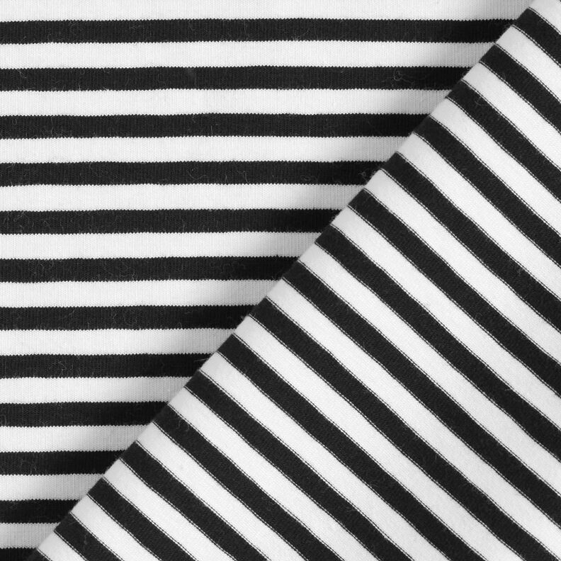 Jersey coton Rayures étroites – noir/blanc,  image number 4