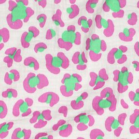 Tissu double gaze de coton imprimé léopard coloré | Poppy Fabrics – ivoire/vert clair, 