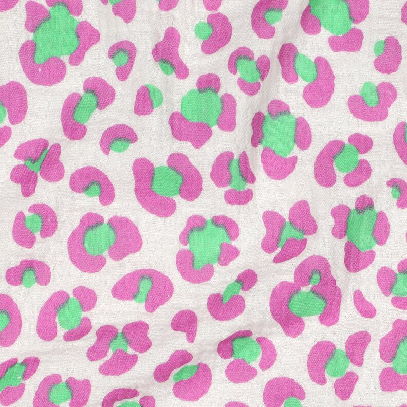 Tissu double gaze de coton imprimé léopard coloré | Poppy Fabrics – ivoire/vert clair, image number 2