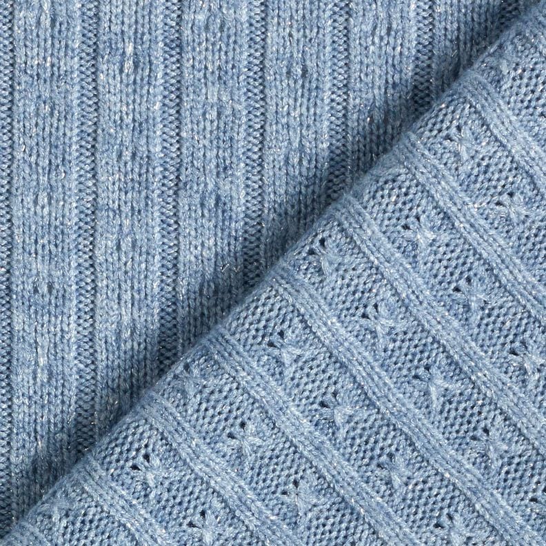 Tissu maille Tissu ajouré à rayures pailletées élégantes – bleu clair, image number 4