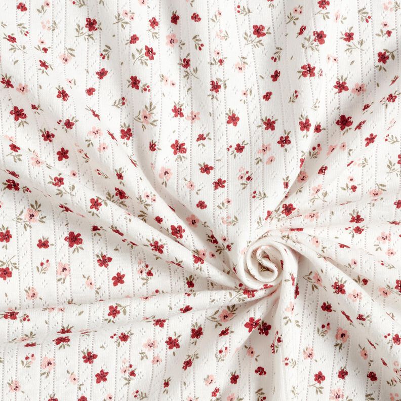 Ajour Jersey coton Petites fleurs – ivoire, image number 3