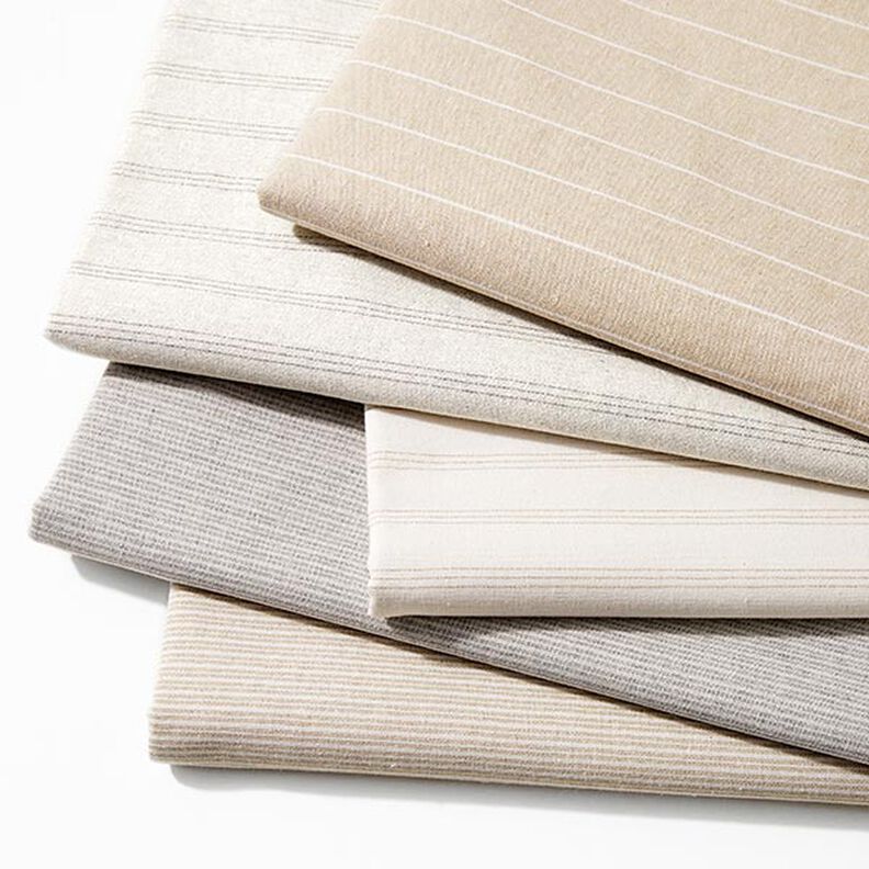 Tissu de décoration Canvas larges rayures recyclé – beige foncé,  image number 5