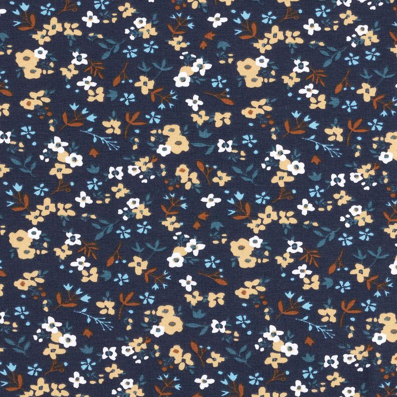 Jersey coton Mille-fleurs – bleu nuit,  image number 1