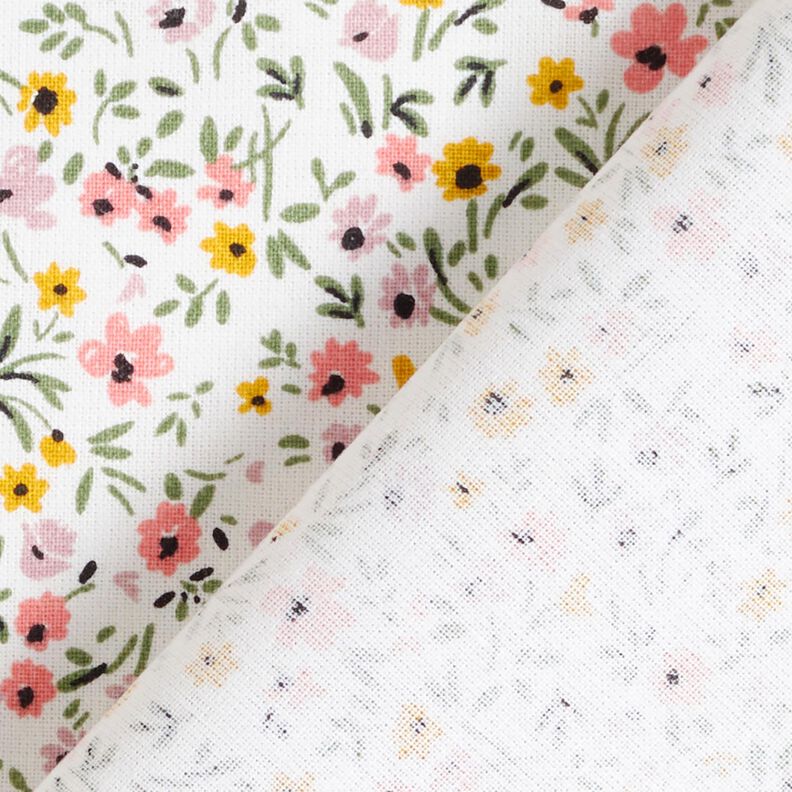 Tissu en coton Cretonne fleurs délicates – blanc/vieux rose, image number 4
