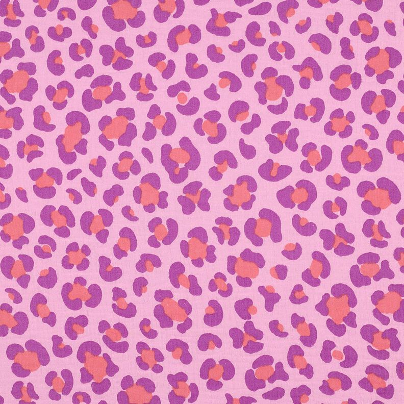 Tissu double gaze de coton imprimé léopard coloré | Poppy Fabrics – violet pastel/lilas rouge, image number 1