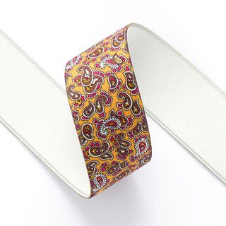 Ruban élastique Paisley  [ 3,5 cm ] – jaune/marron foncé, 