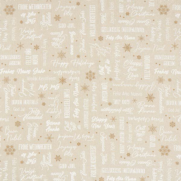 Tissu de décoration Semi-panama souhaits festifs – nature/or,  image number 1