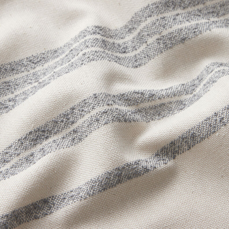 Tissu de décoration Semi-panama Rayures tissées – bleu acier/nature,  image number 2