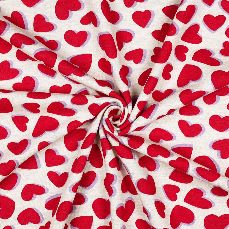 Sweatshirt gratté Cœurs | Poppy Fabrics – nature/rouge,  image number 3
