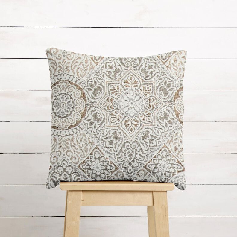 Tissu de décoration Jacquard carreaux élégants – anémone/beige clair,  image number 6